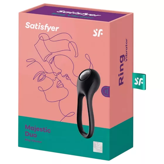 Satisfyer Majestic Duo - vibračný vodeodolný erekčný krúžok - čierny