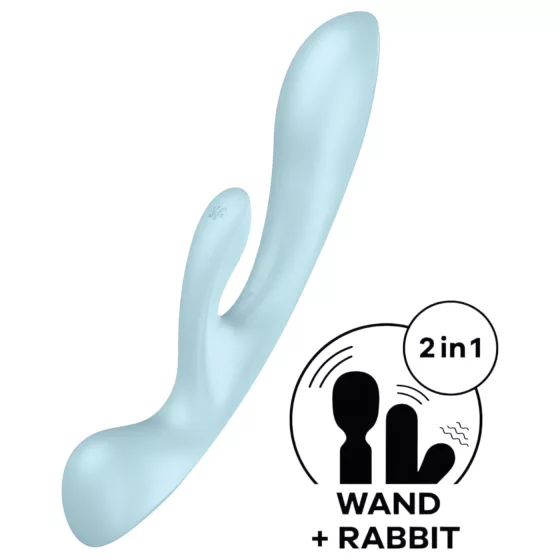 Satisfyer Triple Oh - vibrátor na klitoris s ramenom - nabíjateľný - modrý