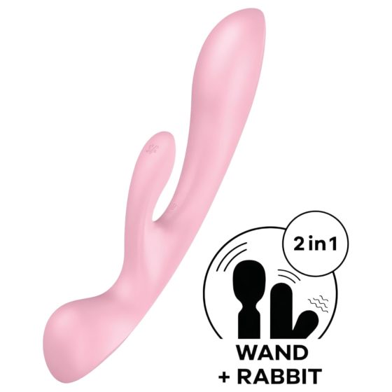 Satisfyer Triple Oh - dobíjací vibrátor s klitorisovým ramenom (ružový)