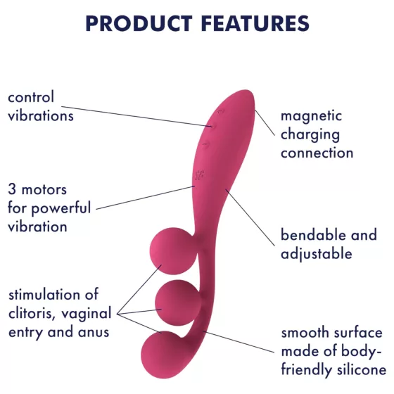 Satisfyer Tri Ball 1 - vibrátor na klitoris aj bod G - dobíjací - červený