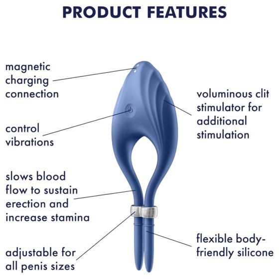 Satisfyer Duelist - vibračný erekčný krúžok na penis - dobíjací - modrý