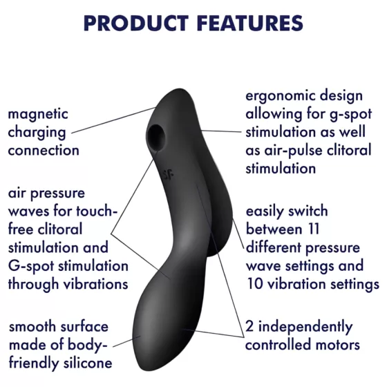 Satisfyer Curvy Trinity 2 - 2v1 vibrátor s vlnami vzduchu (čierny)