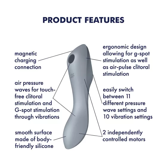 Satisfyer Curvy Trinity 3 - 2v1 vibrátor s tlakovými vlnami (sivý)