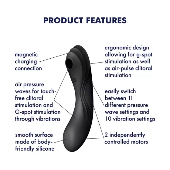 Satisfyer Curvy Trinity 4 - 2v1 vibrátor s tlakovými vlnami (čierny)