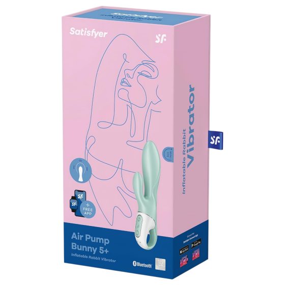 Satisfyer Air Pump Bunny 5 - inteligentný pumpovací vibrátor (mätová)