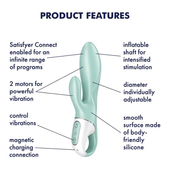 Satisfyer Air Pump Bunny 5 - inteligentný pumpovací vibrátor (mätová)