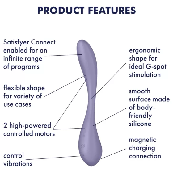 Satisfyer G-spot Flex 5 - vibrátor na bod G ovládaný aplikáciou (fialový)