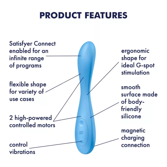 Satisfyer - vibrátor na bod G - flexibilný, smart funkcie - tyrkysový