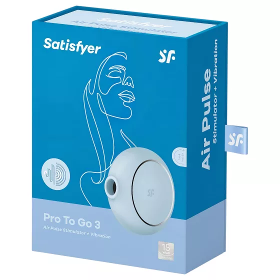 Satisfyer Pro To Go 3 - akumulátorový, vzduchovými vlnami stimulujúci klitorálny vibrátor (modrý)