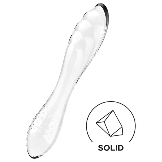 Satisfyer Dazzling Crystal 1 - obojstranné sklenené dildo - číre