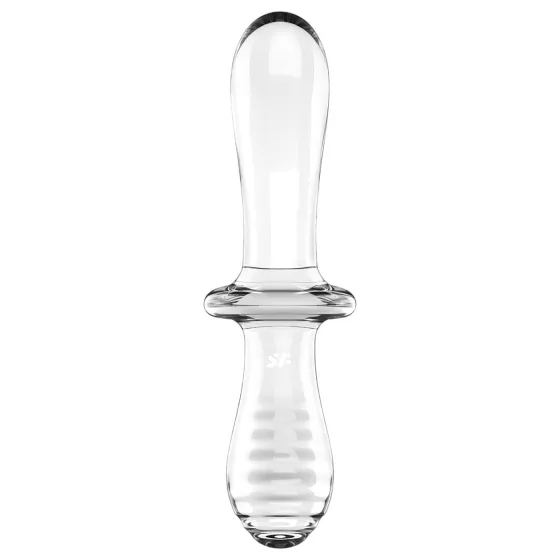 Satisfyer Double Crystal - obojstranné sklenené dildo - priehľadné