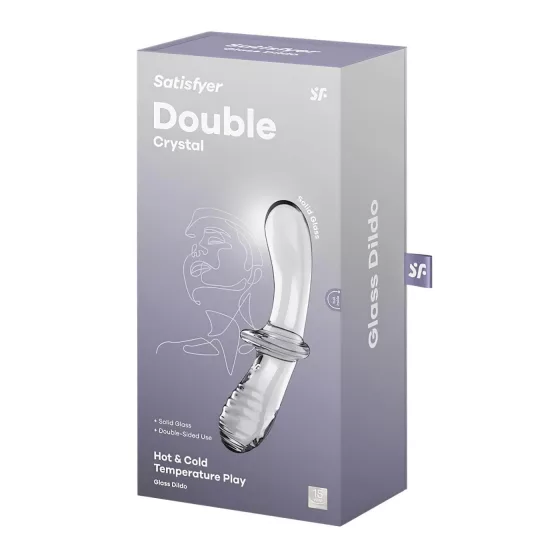 Satisfyer Double Crystal - obojstranné sklenené dildo - priehľadné