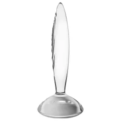   Satisfyer Sparkling Crystal - sklenené dildo - vrúbkované - priehľadné
