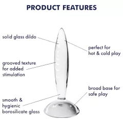   Satisfyer Sparkling Crystal - sklenené dildo - vrúbkované - priehľadné