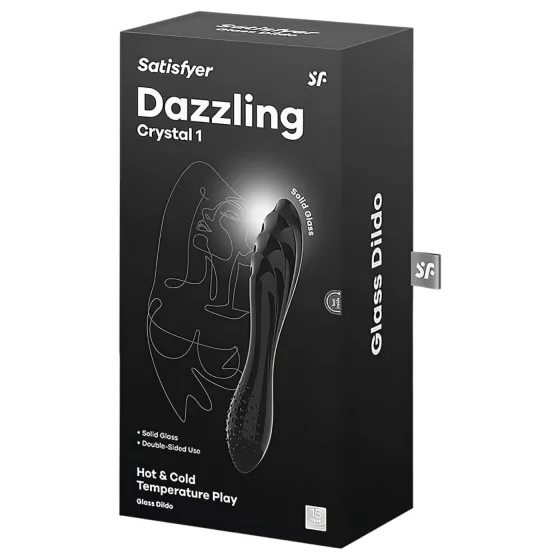 Satisfyer Dazzling Crystal 1 - obojstranné sklenené dildo - čierne