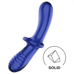   Satisfyer Double Crystal - obojstranné sklenené dildo - modré