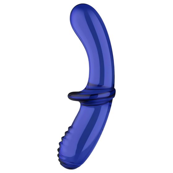 Satisfyer Double Crystal - obojstranné sklenené dildo (modré)