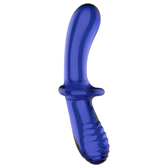 Satisfyer Double Crystal - obojstranné sklenené dildo (modré)