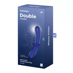   Satisfyer Double Crystal - obojstranné sklenené dildo - modré