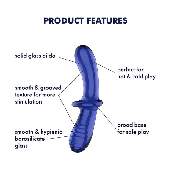 Satisfyer Double Crystal - obojstranné sklenené dildo (modré)