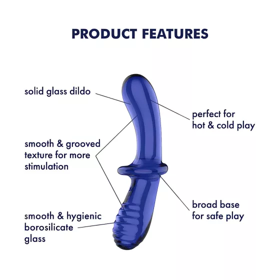 Satisfyer Double Crystal - obojstranné sklenené dildo - modré