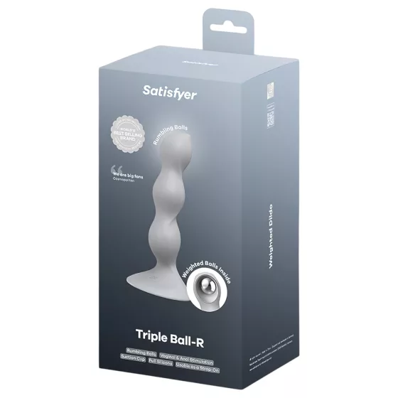 Satisfyer Triple Ball-R - dildó s guľkami - silikón - sivá