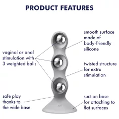   Satisfyer Triple Ball-R - dildó s guľkami - silikón - sivá