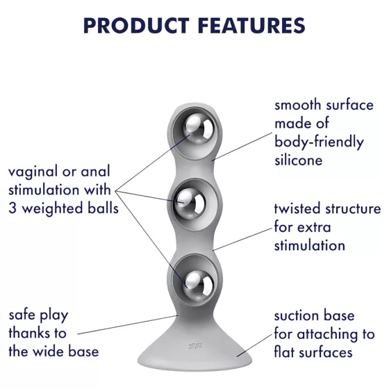 Satisfyer Triple Ball-R - dildó s guľkami - silikón - sivá