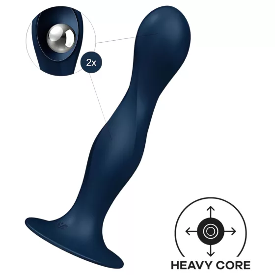 Satisfyer Double Ball-R - dvojitý venušin guľôčkový dildó - modrá