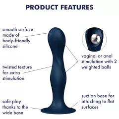   Satisfyer Double Ball-R - dvojitý venušin guľôčkový dildó - modrá