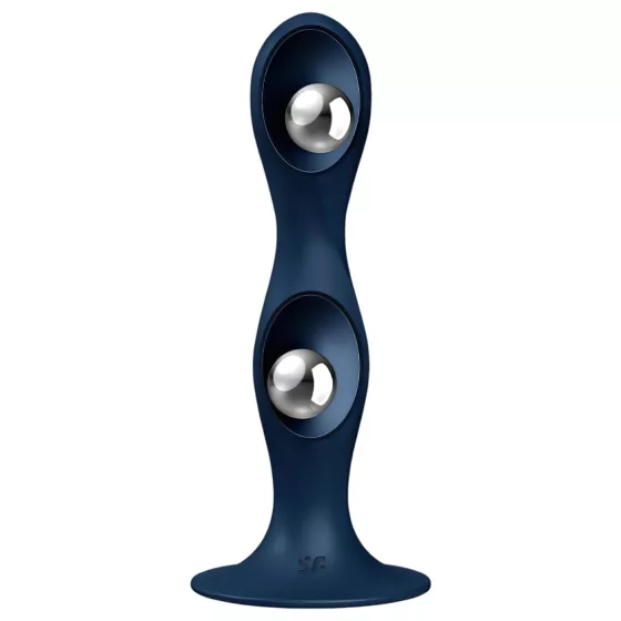 Satisfyer Double Ball-R - dvojitý venušin guľôčkový dildó - modrá