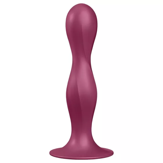 Satisfyer Double Ball-R - realistický pripínací dildó s prísavkou - červený