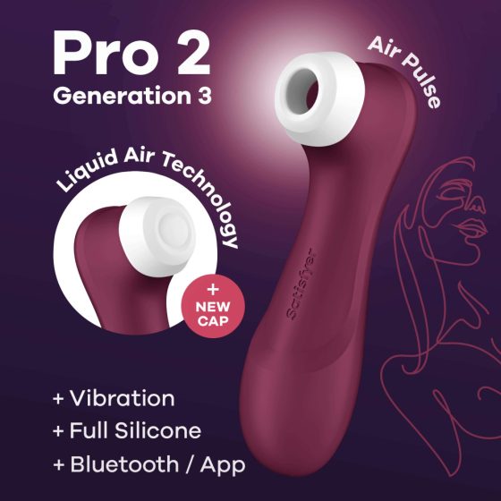 Satisfyer Pro 2 Gen3 Smart - inteligentný nabíjací stimulátor na klitoris so vzduchovou vlnou (bordová)