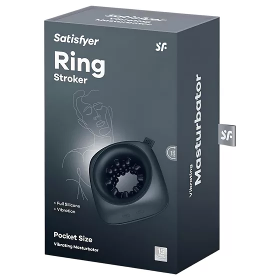 Satisfyer Ring Stroker - akumulátorový vibračný masturbátor (čierny)