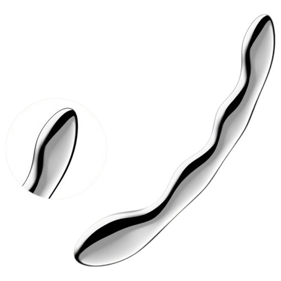 Satisfyer Cosmic Crest 2 – vlnitý oceľový dildo (strieborný)