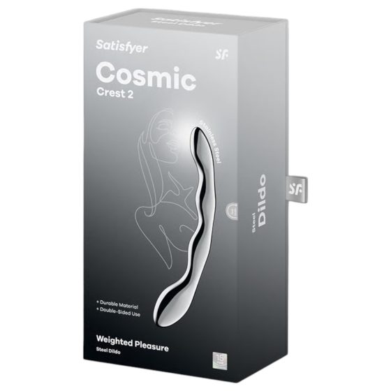 Satisfyer Cosmic Crest 2 – vlnitý oceľový dildo (strieborný)