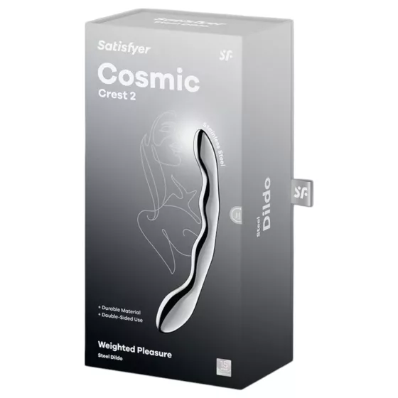 Satisfyer Cosmic Crest 2 - vlnitý oceľový dildo - strieborný
