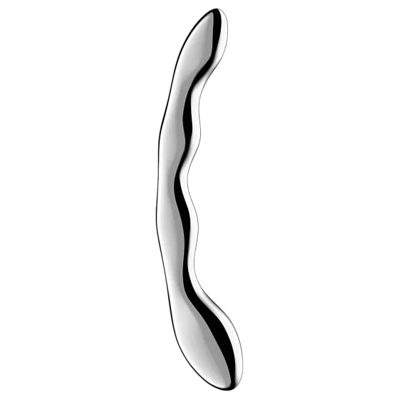 Satisfyer Cosmic Crest 2 - vlnitý oceľový dildo - strieborný