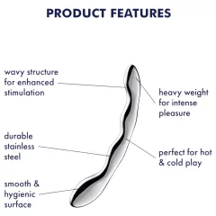   Satisfyer Cosmic Crest 2 - vlnitý oceľový dildo - strieborný