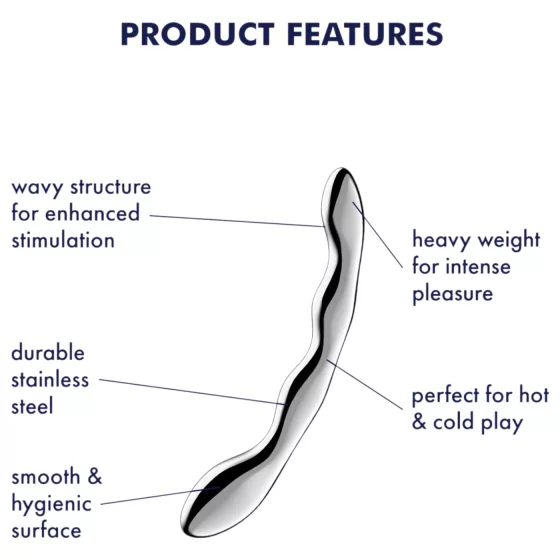 Satisfyer Cosmic Crest 2 - vlnitý oceľový dildo - strieborný