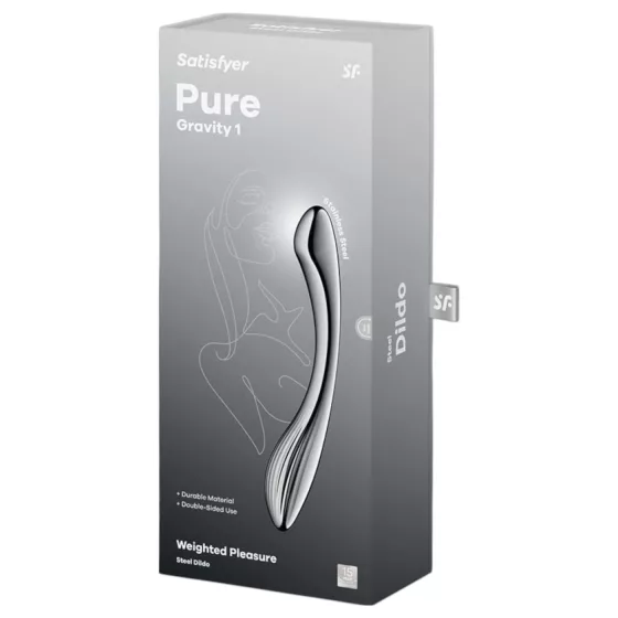 Satisfyer Pure Gravity 1 - kovový análny dildó - vrúbkovaný - strieborný