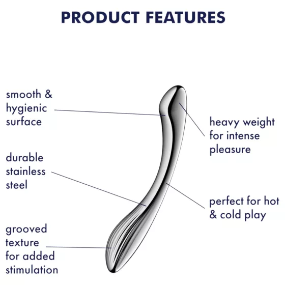 Satisfyer Pure Gravity 1 - kovový análny dildó - vrúbkovaný - strieborný