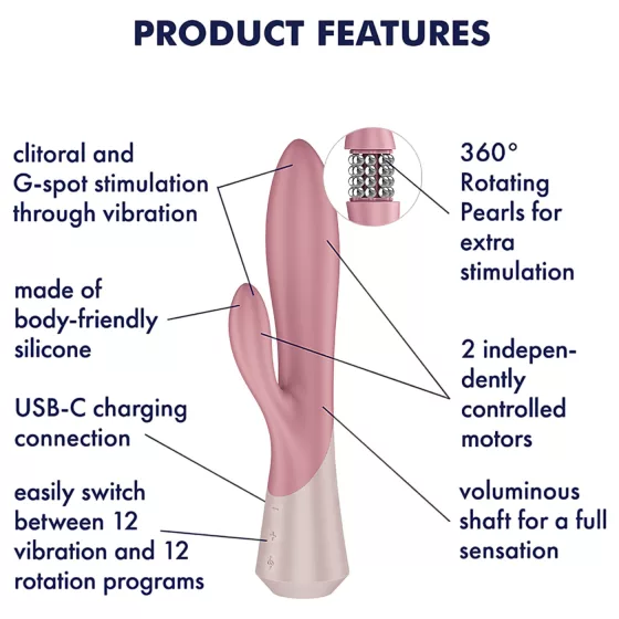 Satisfyer - Pearl Bunny 1 rotačný perlový zajkový vibrátor (ružový)