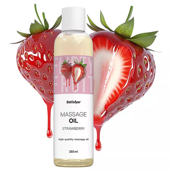 Satisfyer - ochutený masážny olej - jahoda (250 ml)