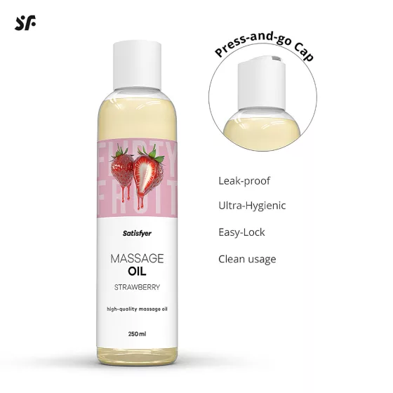 Satisfyer - ochutený masážny olej - jahoda (250 ml)