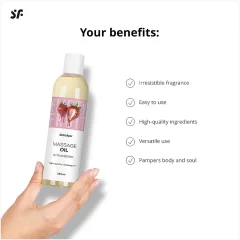 Satisfyer - ochutený masážny olej - jahoda (250 ml)
