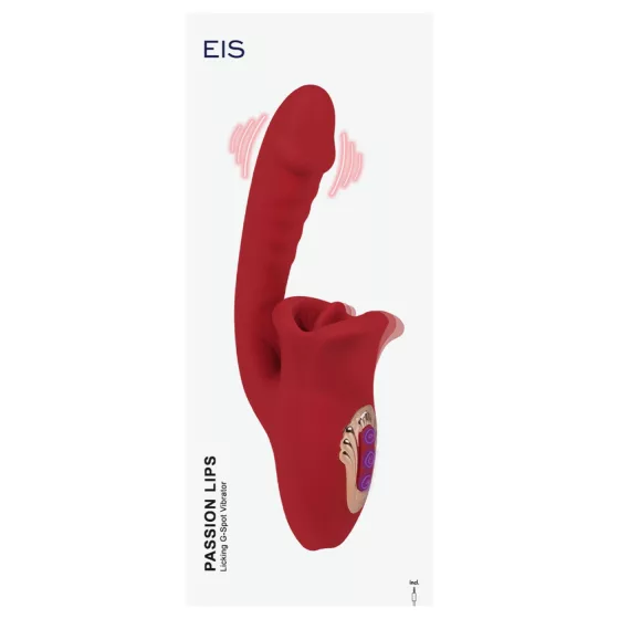 EIS Passion Lips - vibrátor na G-bod s lízajúcou funkciou - červený