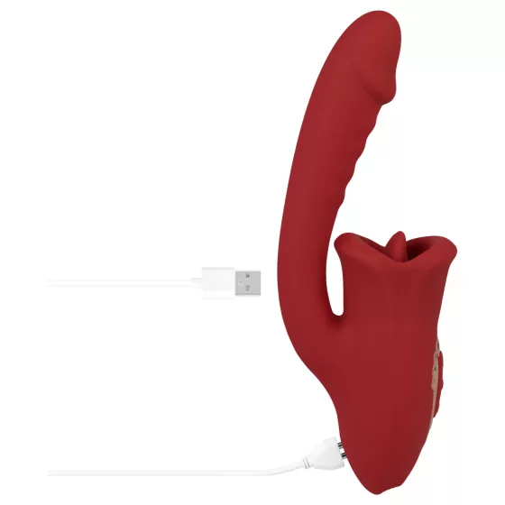 EIS Passion Lips - vibrátor na G-bod s lízajúcou funkciou - červený