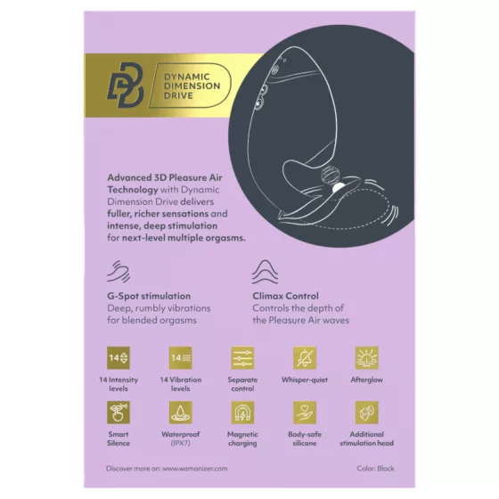 Womanizer Next Duo - vibrátor na G bod a klitorálny stimulátor - čierny
