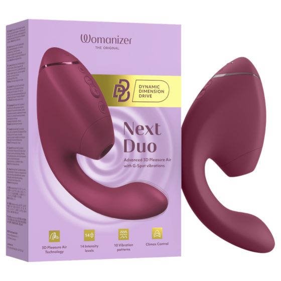 Womanizer Next Duo - vibrátor na bod G a klitorálny stimulátor - ružový